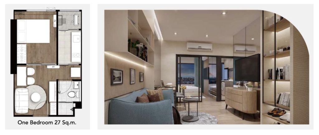 Livin Ramkhamhaeng – 1BR 27sqm Floorplan
