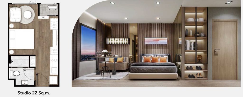 Livin Ramkhamhaeng – Studio 22sqm Floorplan
