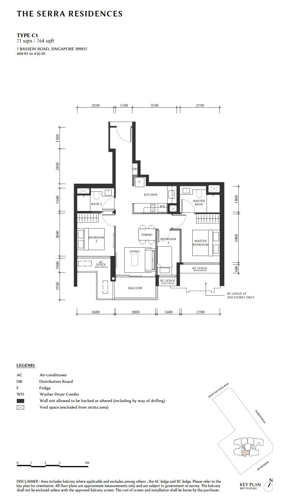 Serra Residences 3BR C1 Floor Plan