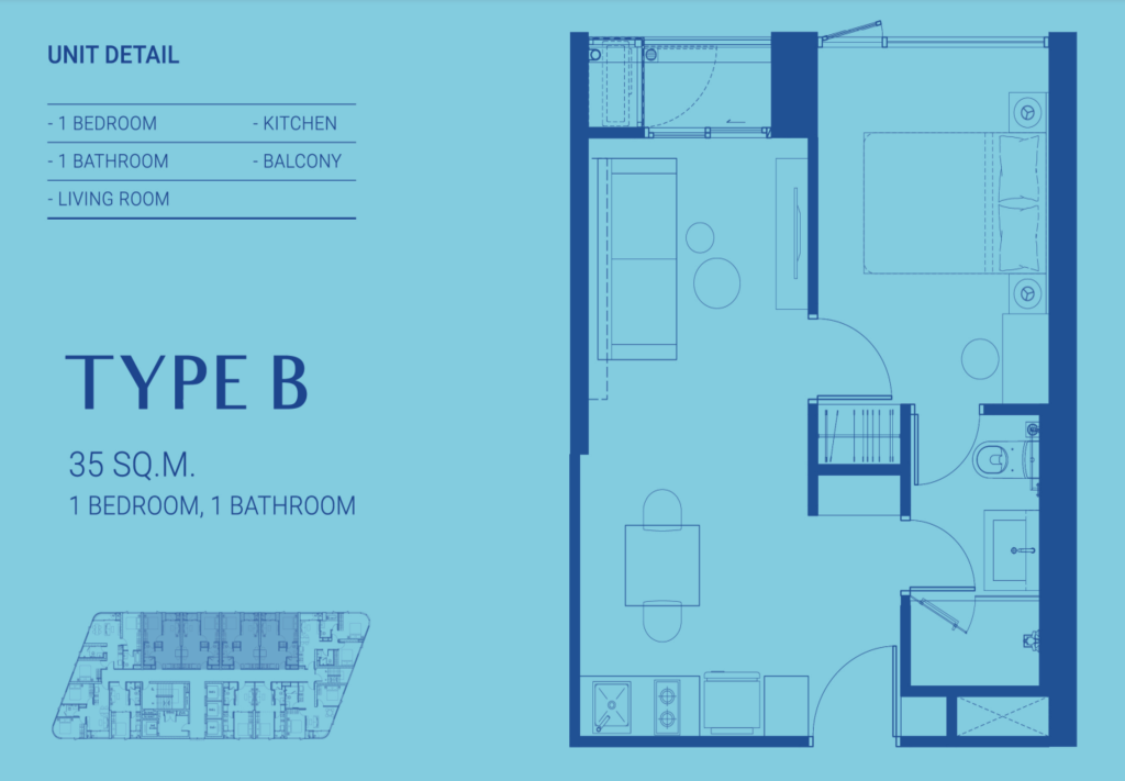 Skyrise Ave Sukhumvit 64 – Type B FloorPlan