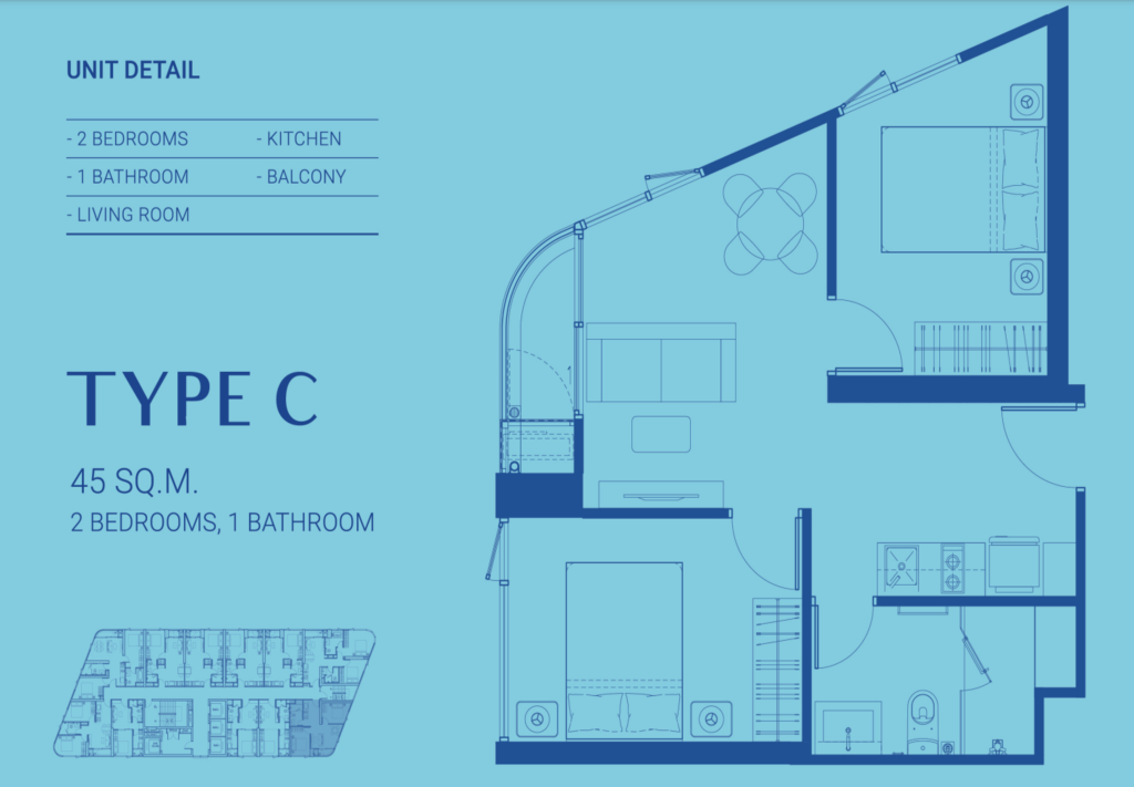 Skyrise Ave Sukhumvit 64 – Type C FloorPlan