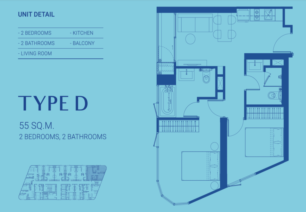 Skyrise Ave Sukhumvit 64 – Type D FloorPlan