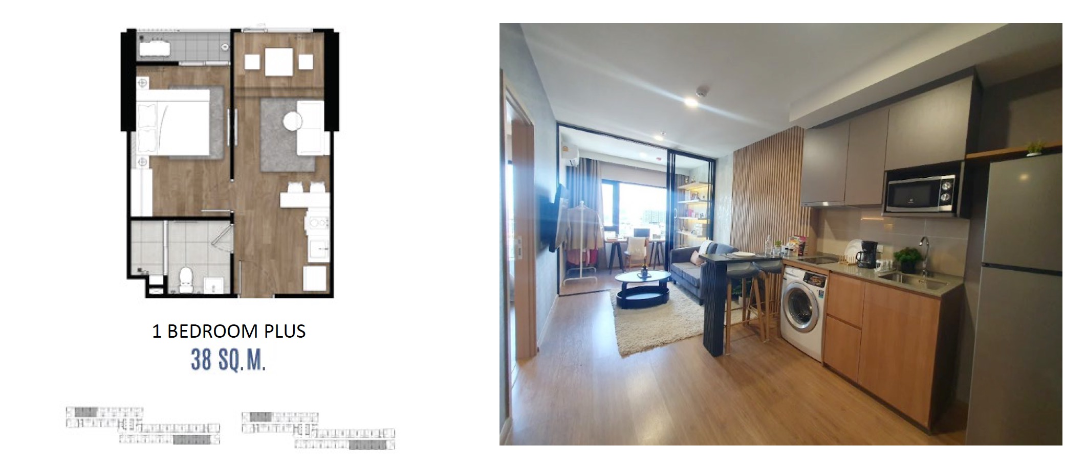 The Livin Phetkasem – 1BR 38sqm Floor Plan