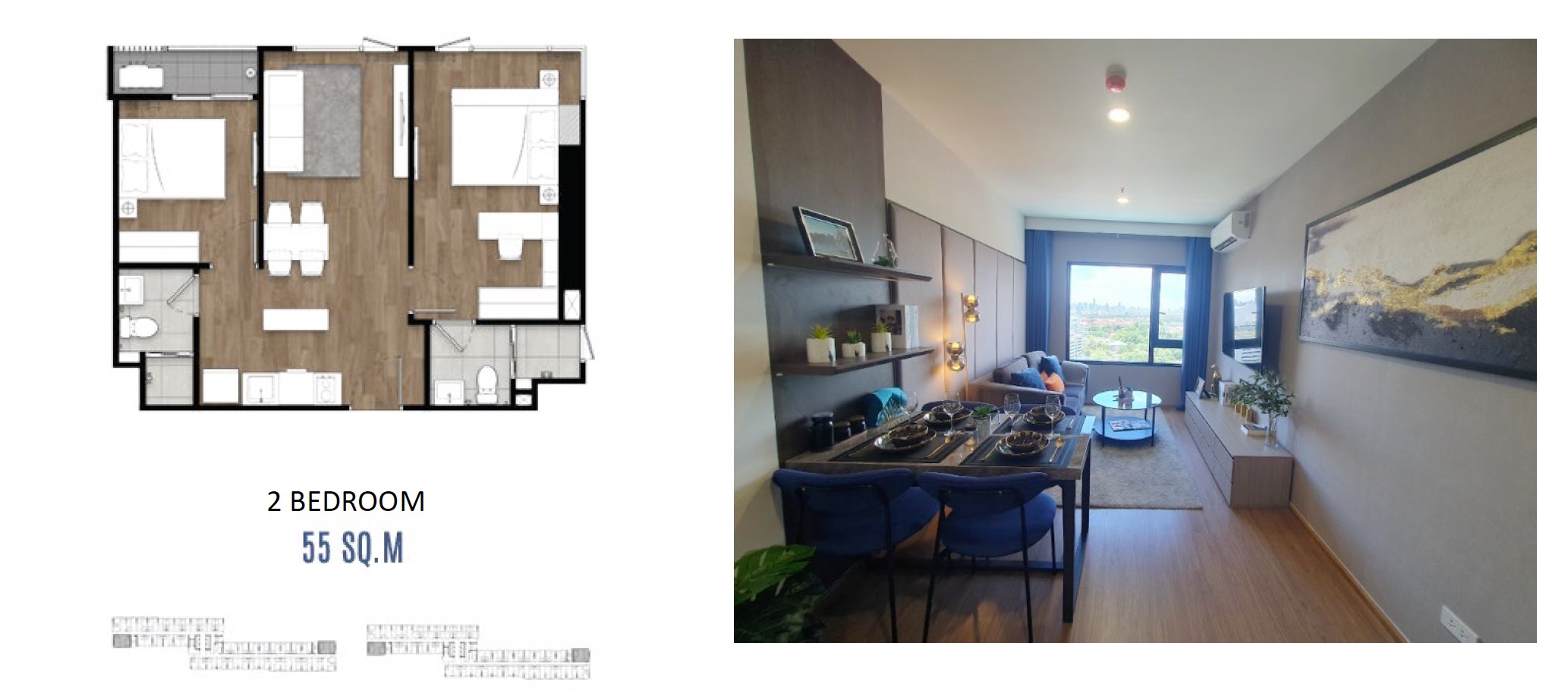 The Livin Phetkasem – 2BR 55sqm Floor Plan
