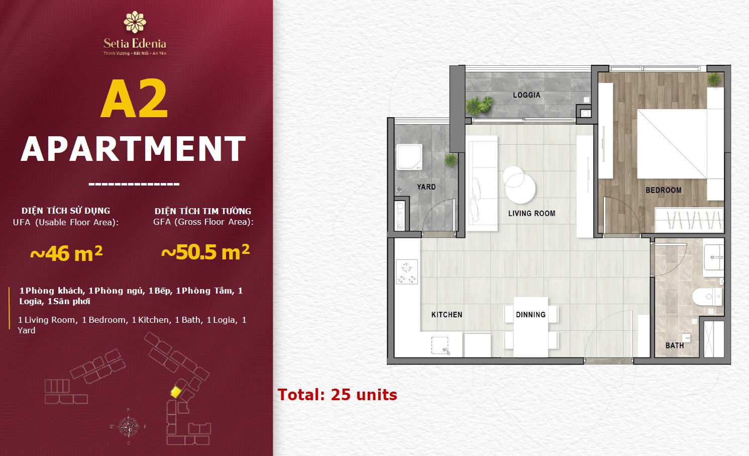 Setia Edenia – 1BR Type A2 Floor Plan