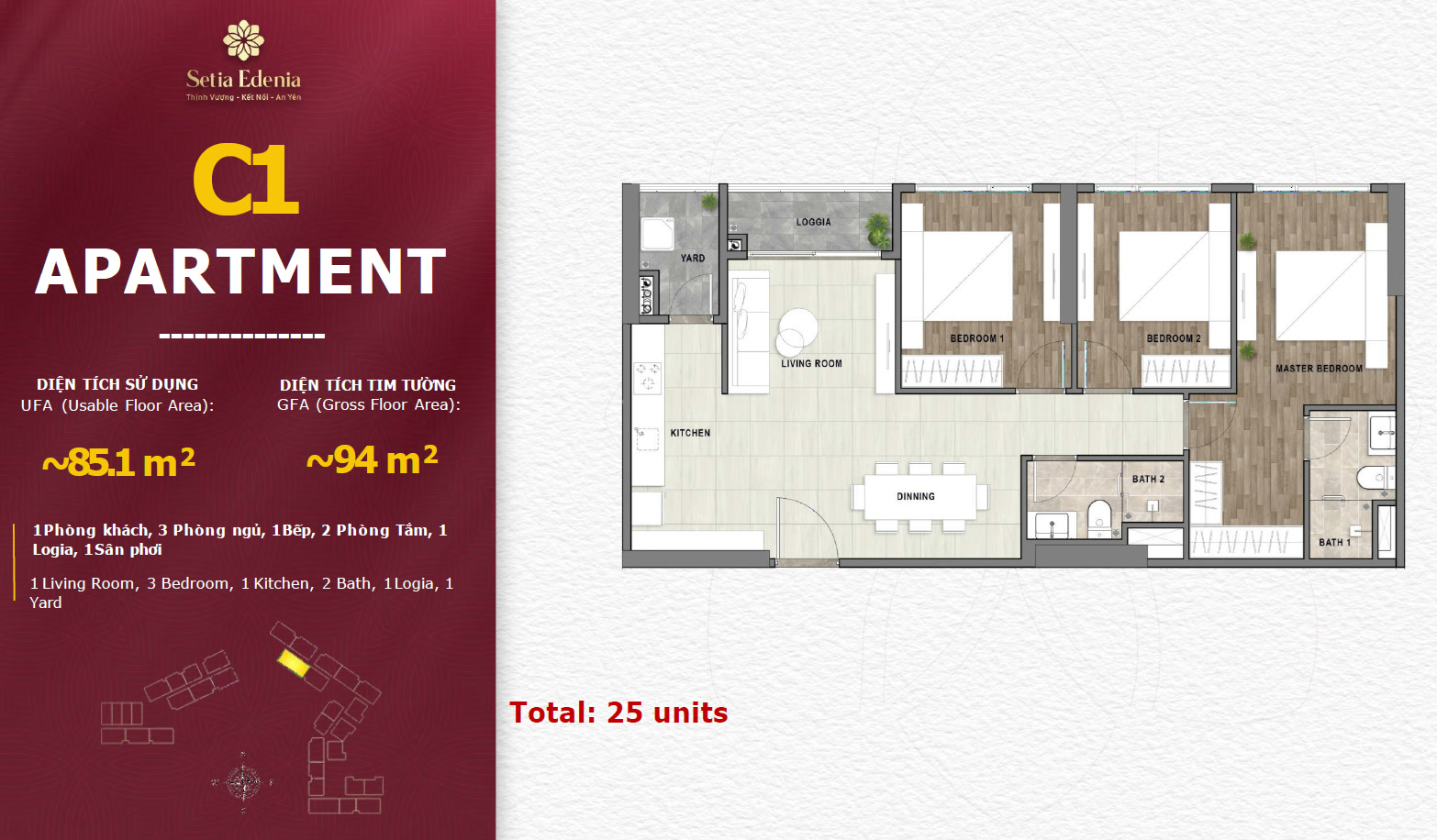 Setia Edenia – 3BR Type C1 Floor Plan