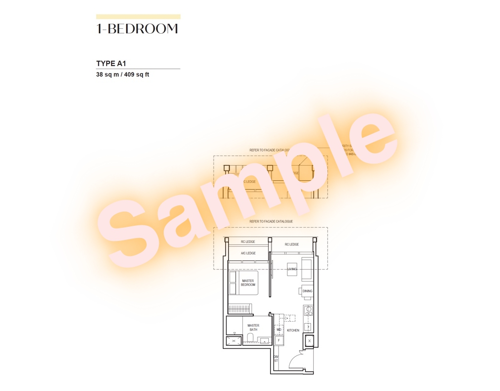 Sample Floor Plan 1BR A1
