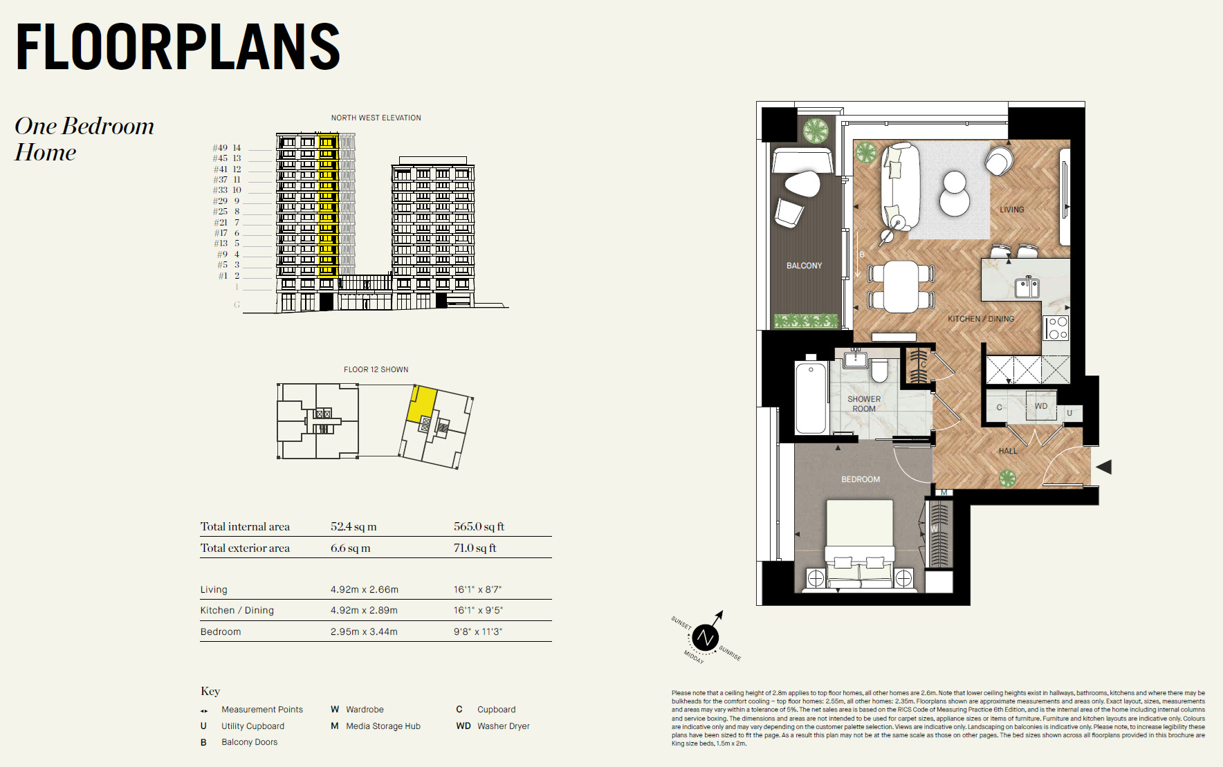 One Bedroom TR1BA1 Floor Plan