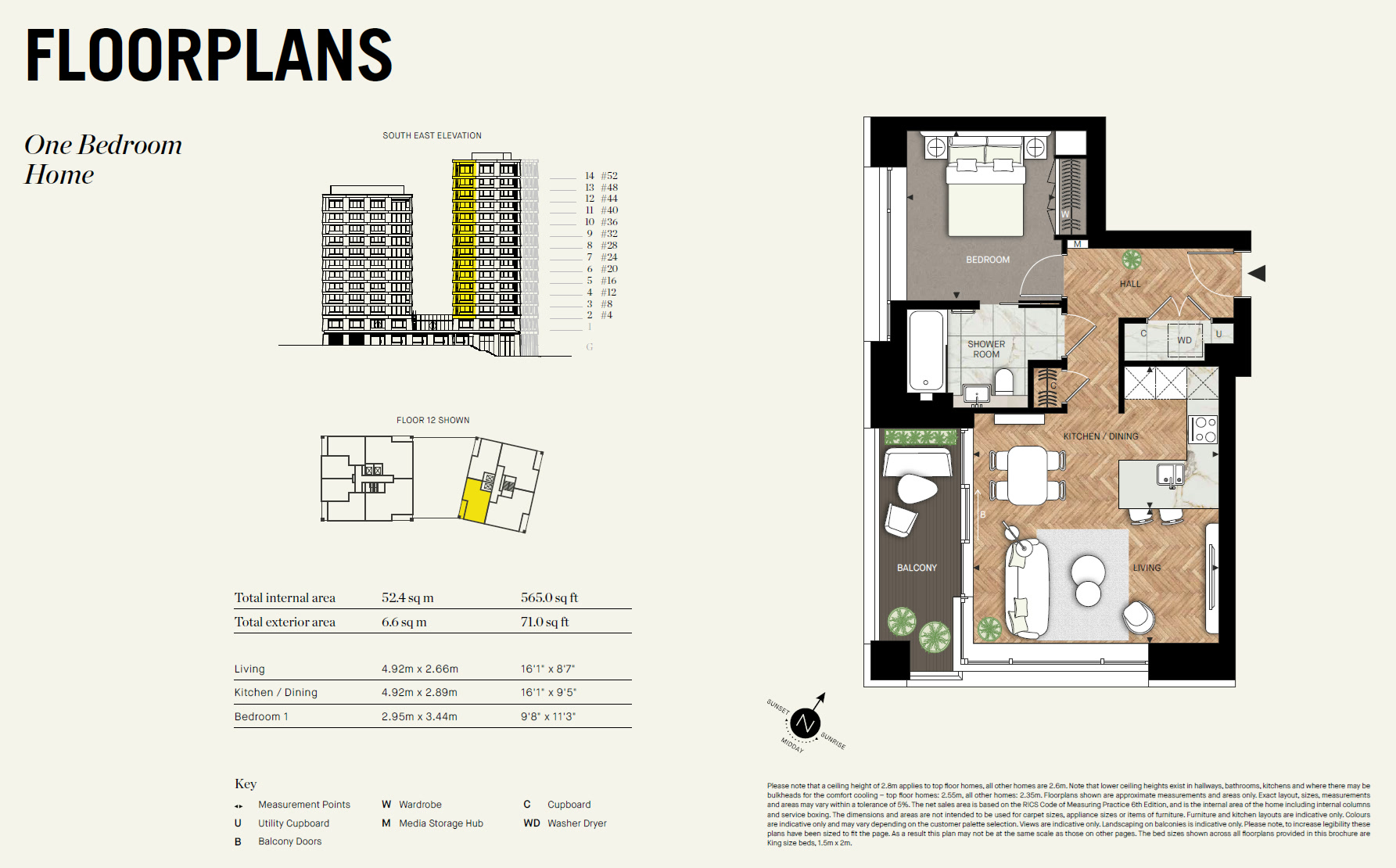 One Bedroom TR1BA2 Floor Plan