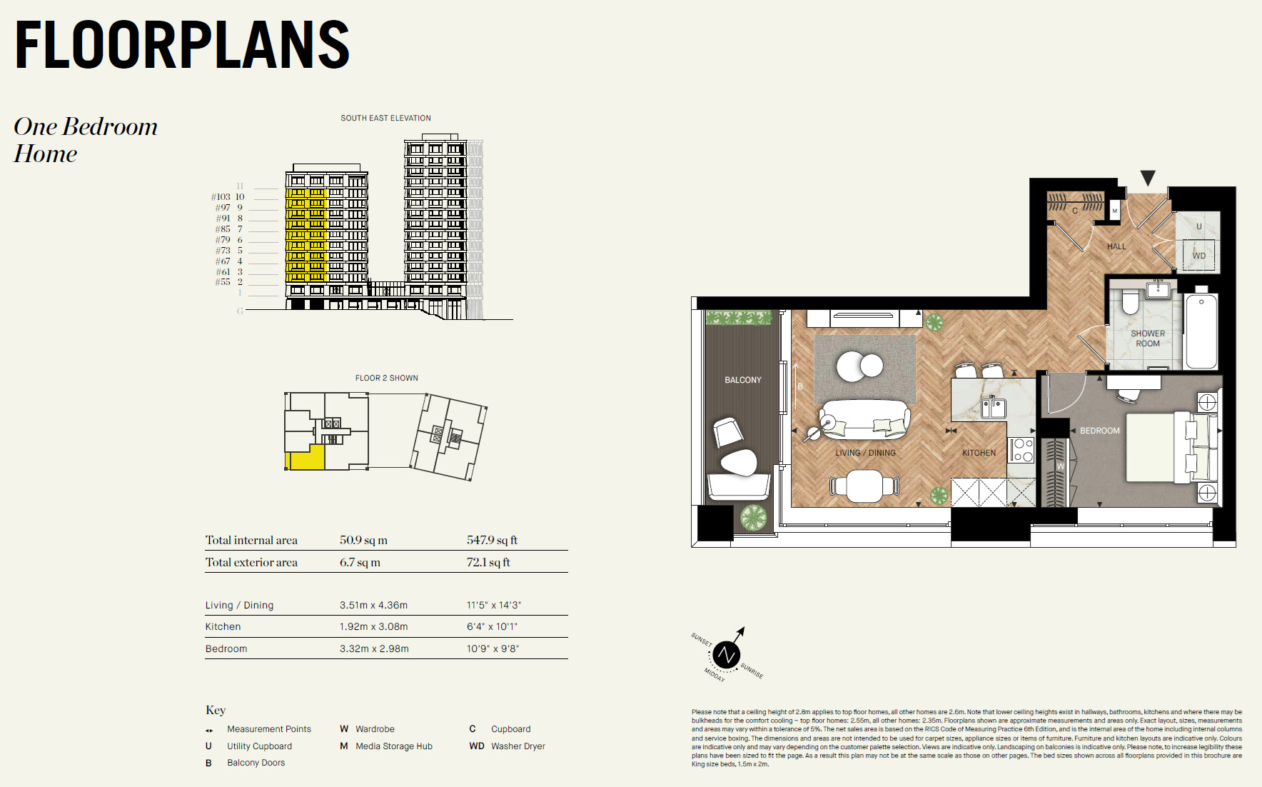 One Bedroom TR1BA3 Floor Plan