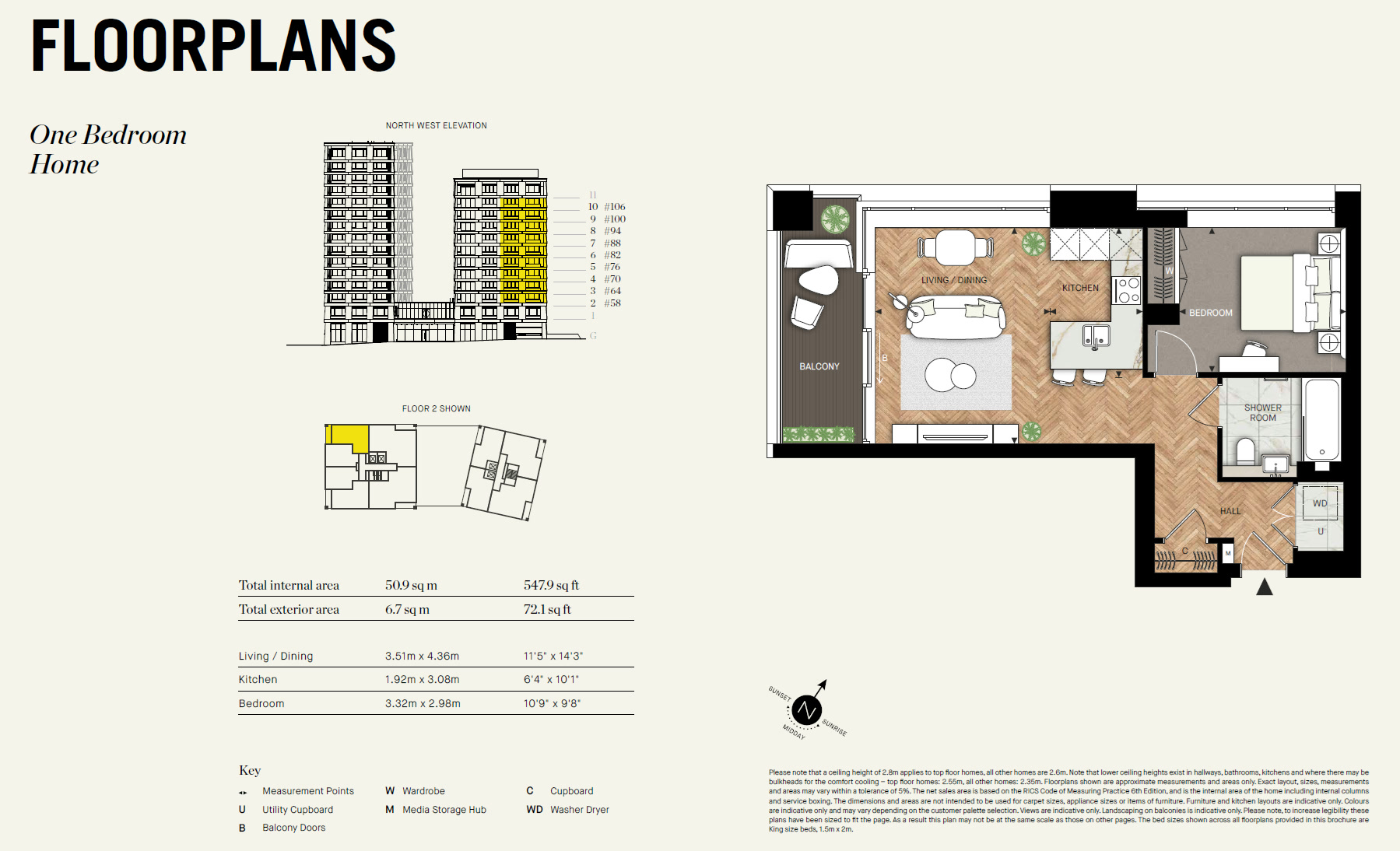 One Bedroom TR1BA4 Floor Plan