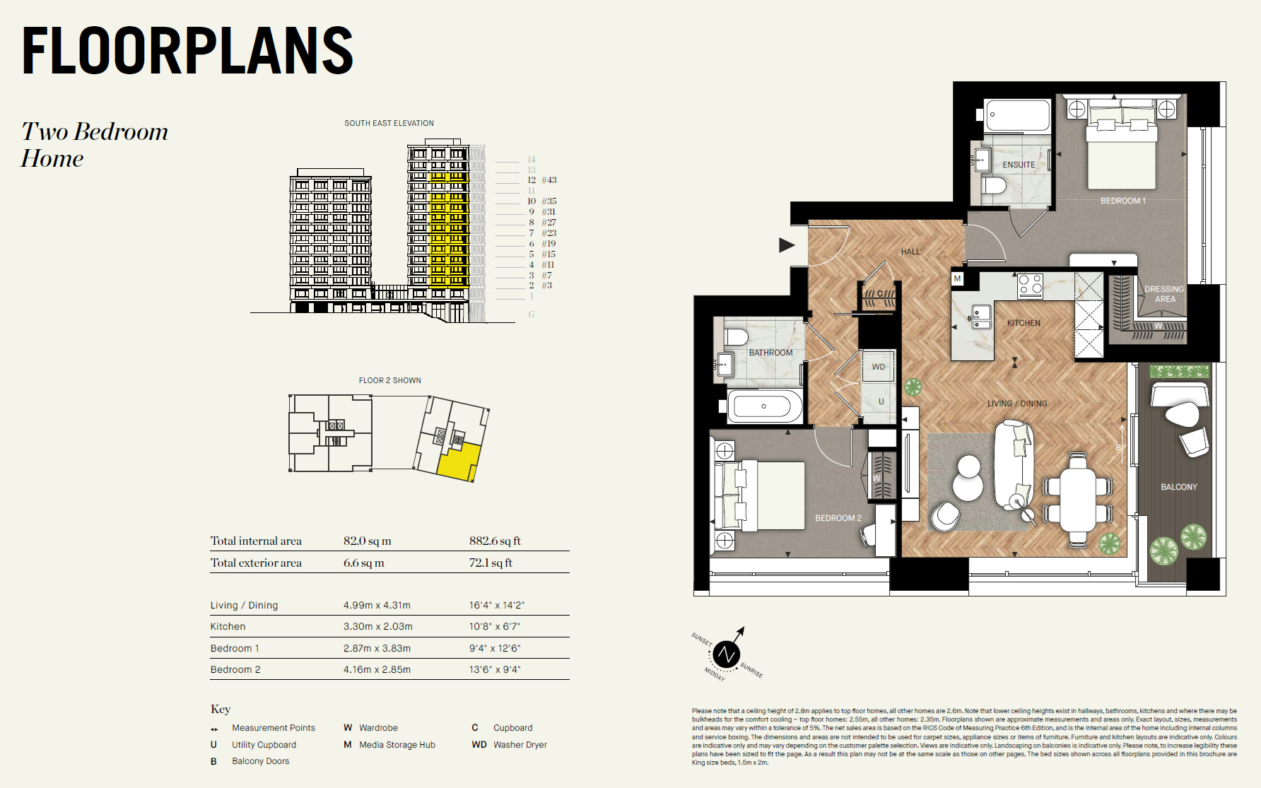 Two Bedroom TR2BA2 Floor Plan