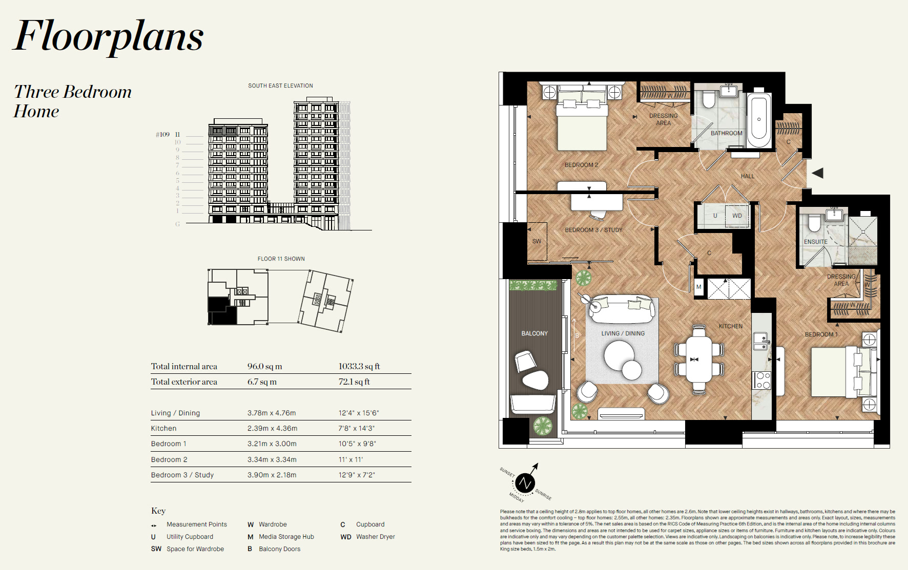Three Bedroom TR3BA3 Floor Plan