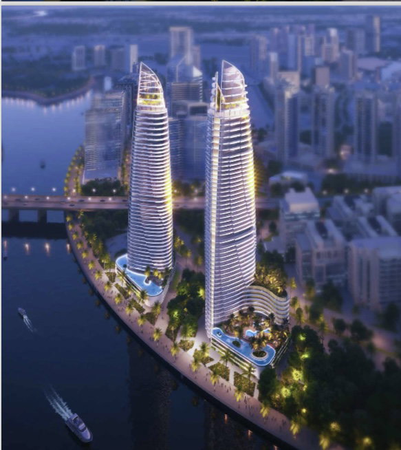 Canal Heights II twin towers night view