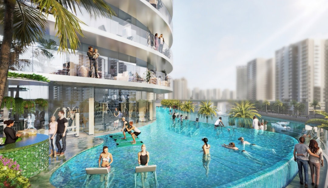 Luxury infinity pool and gym