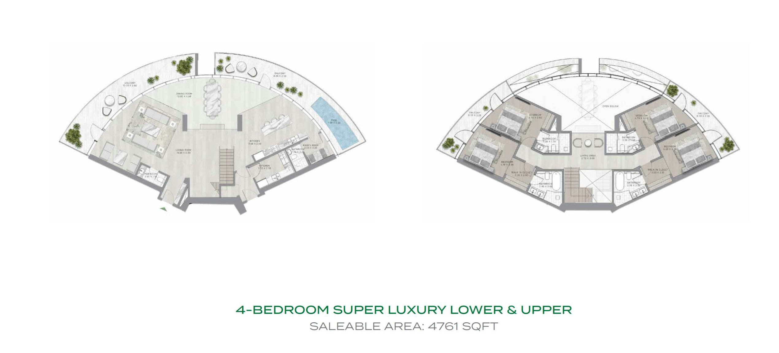 Damac Canal Crown – 4 Bedroom Duplex Floor Plan
