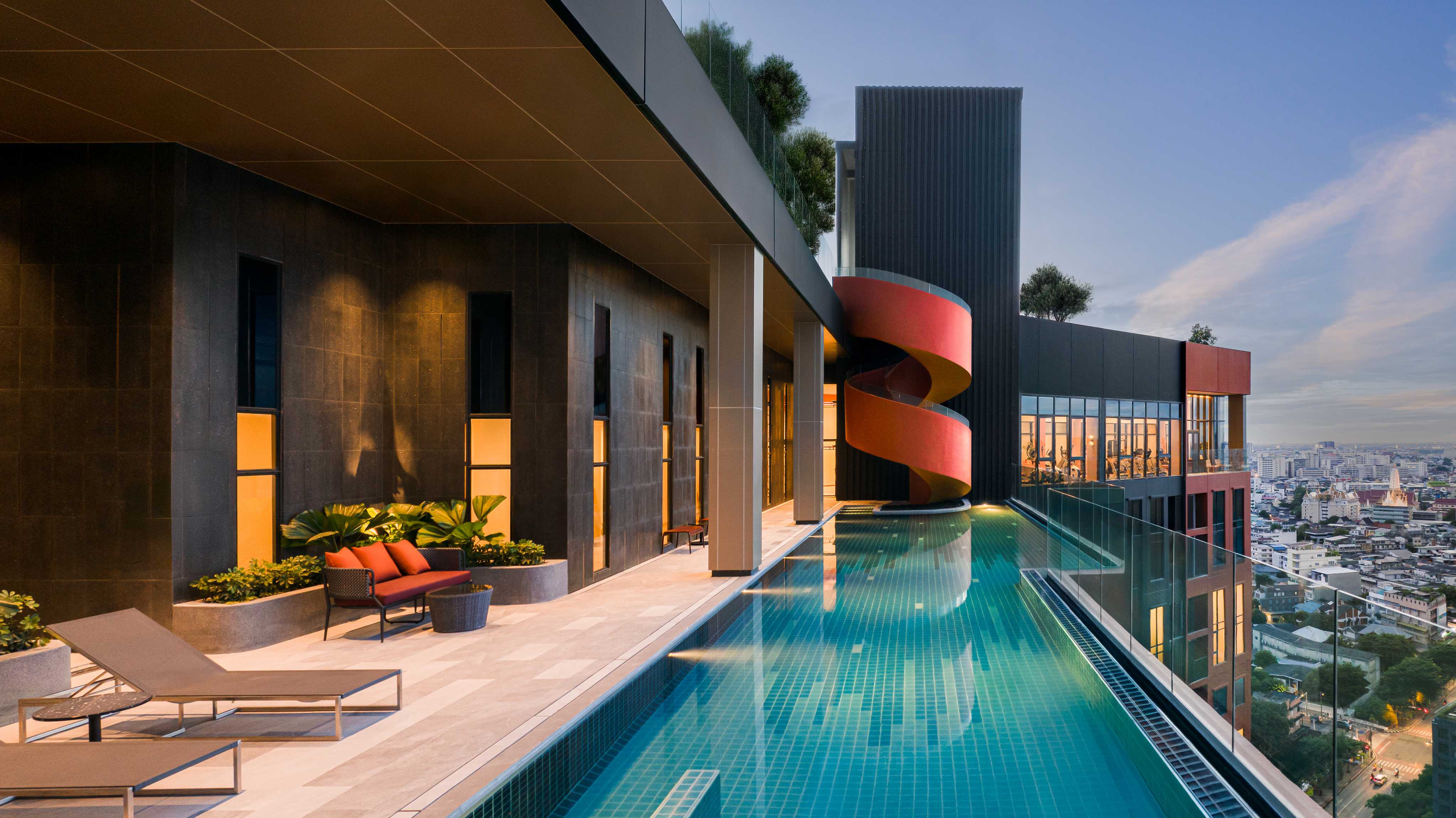 Rooftop pool lounge
