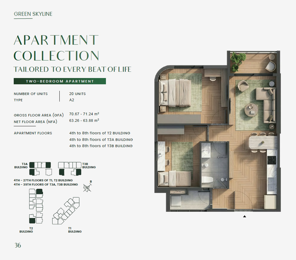 Green Skyline TWO BEDROOM Type 2BR-A2 Floor Plan