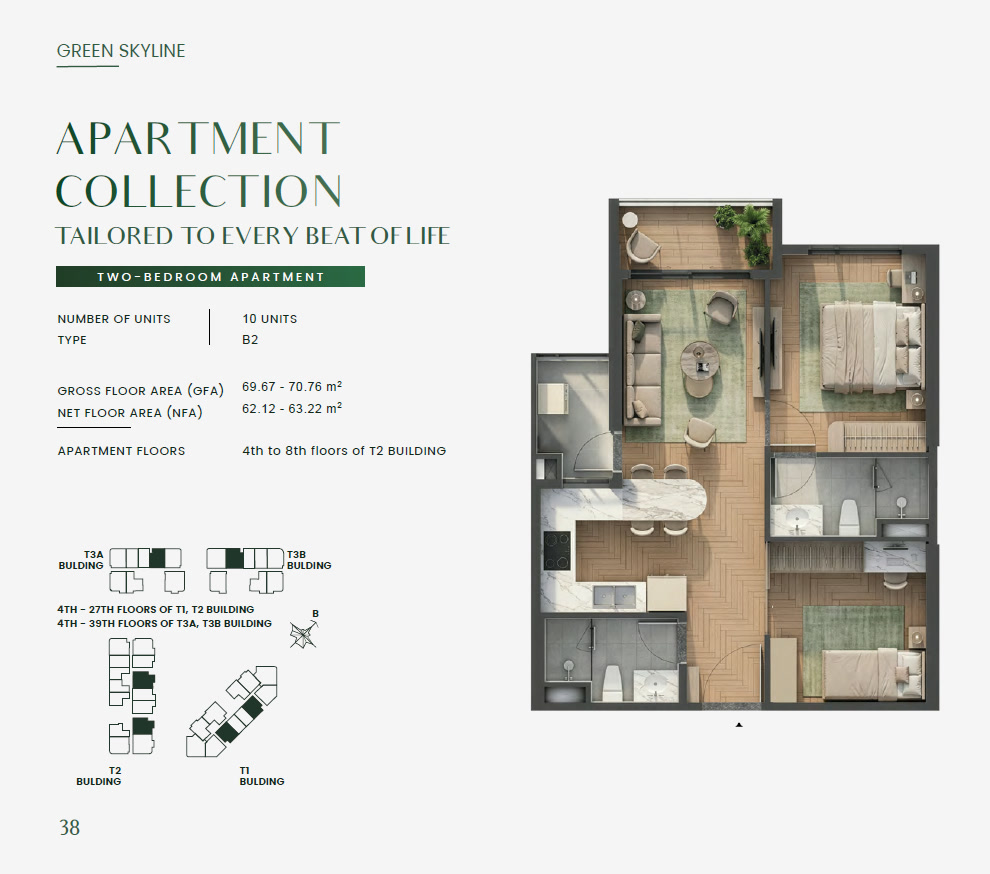 Green Skyline TWO BEDROOM Type 2BR-B2 Floor Plan