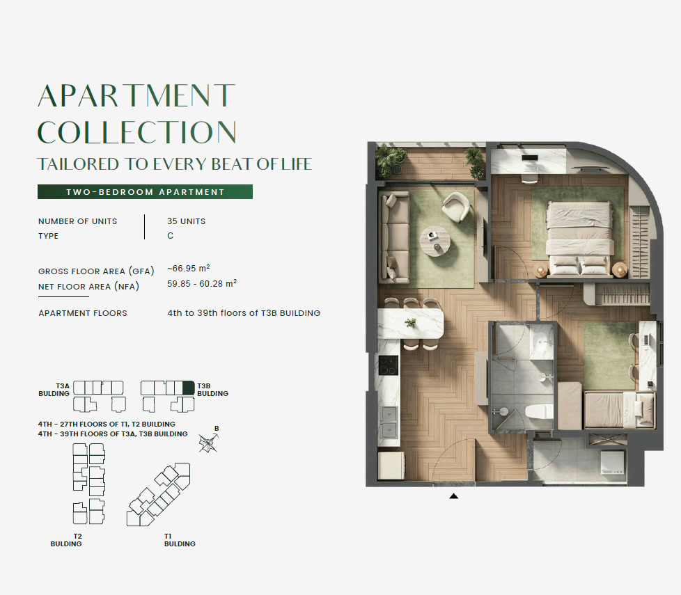 Green Skyline TWO BEDROOM Type 2BR-C Floor Plan
