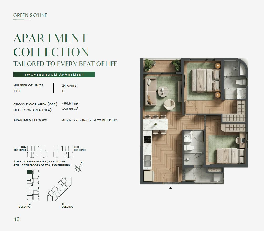 Green Skyline TWO BEDROOM Type 2BR-D Floor Plan