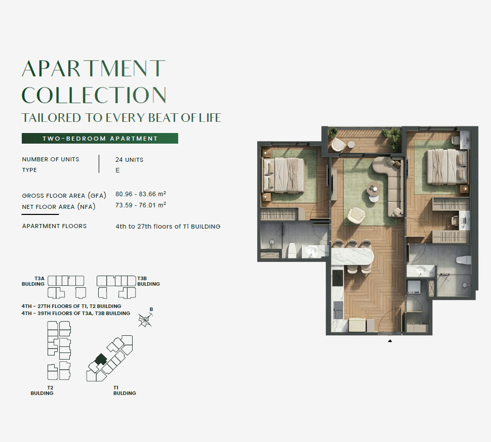 Green Skyline TWO BEDROOM Type 2BR-E Floor Plan