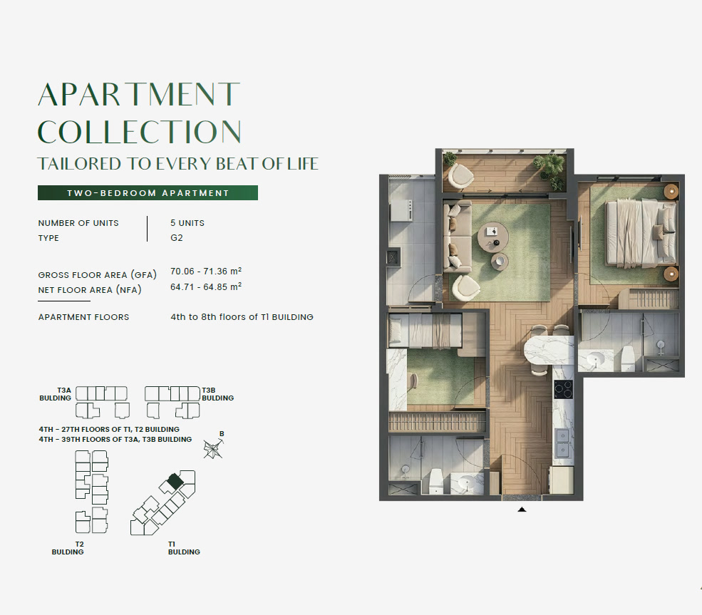 Green Skyline TWO BEDROOM Type 2BR-G2 Floor Plan