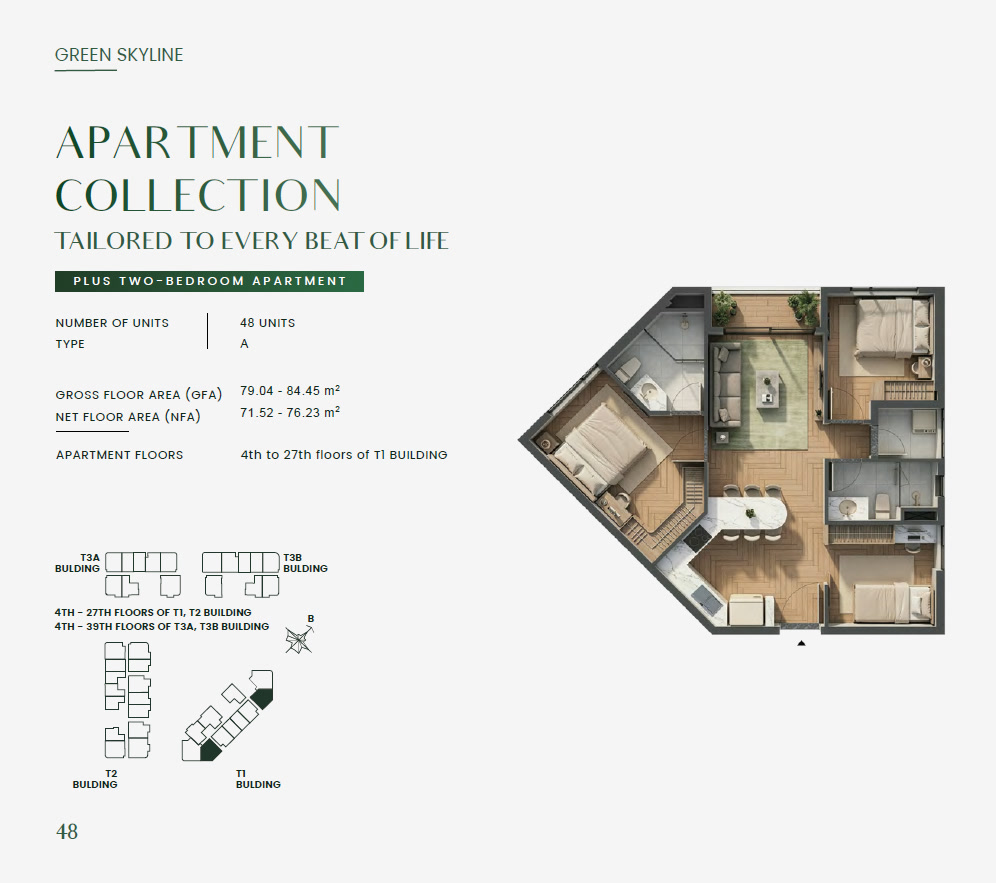 Green Skyline PLUS TWO-BEDROOM Type 2BRP-A Floor Plan