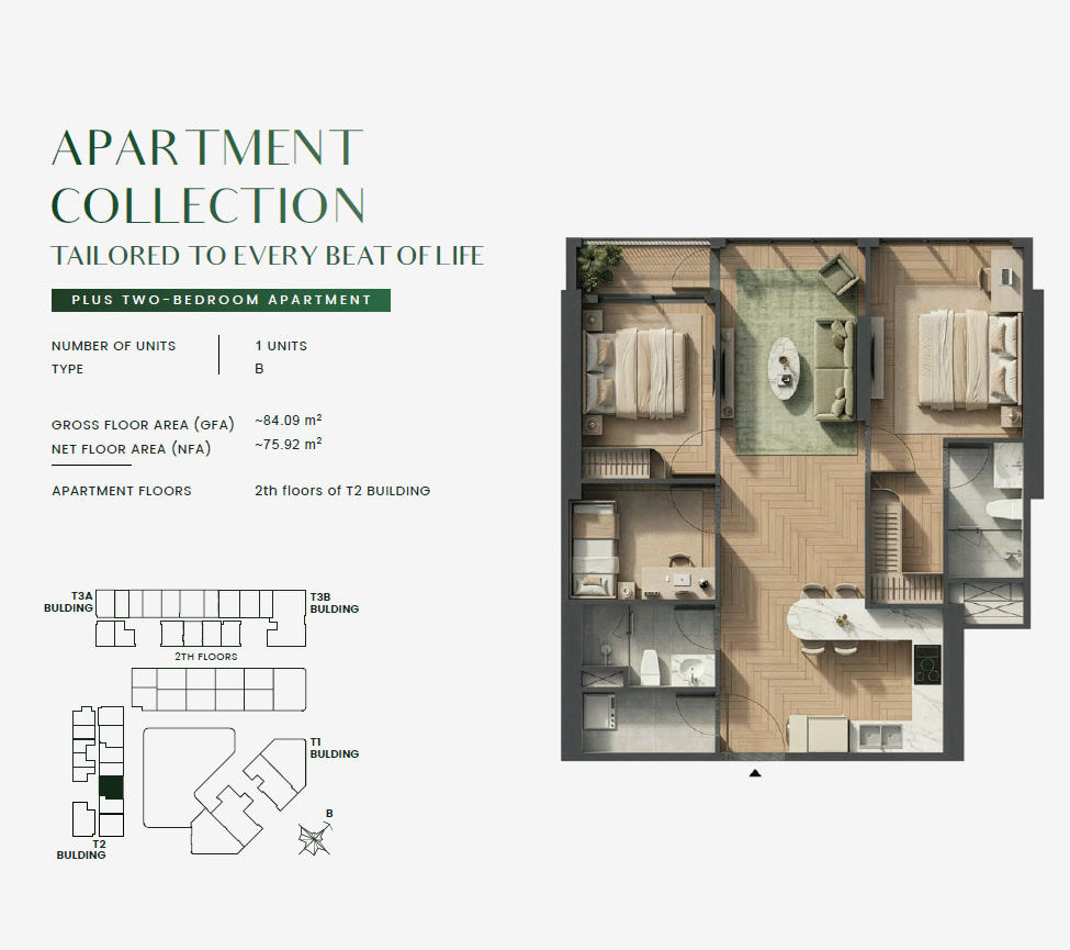 Green Skyline PLUS TWO-BEDROOM Type 2BRP-B Floor Plan