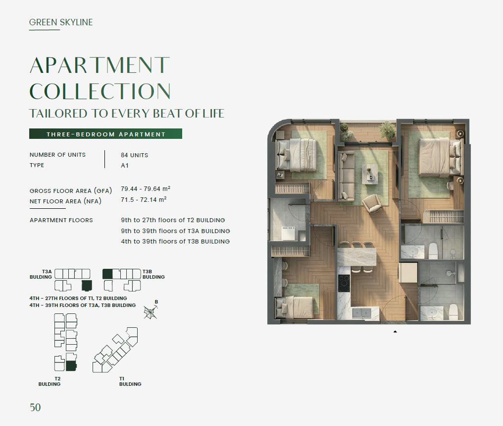 Green Skyline THREE BEDROOM Type 3BR-A1 Floor Plan
