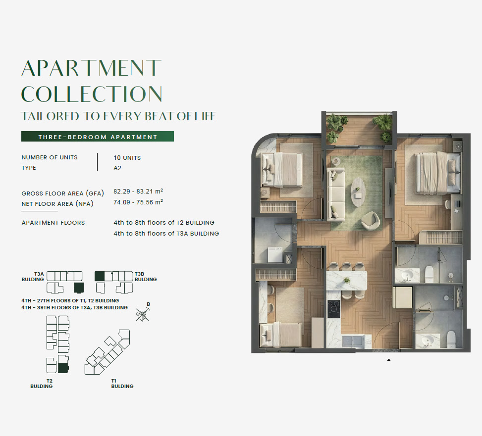 Green Skyline THREE BEDROOM Type 3BR-A2 Floor Plan