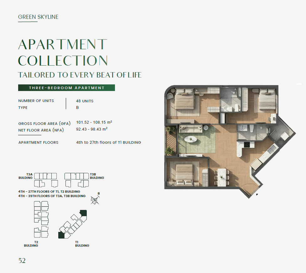 Green Skyline THREE BEDROOM Type 3BR-B Floor Plan
