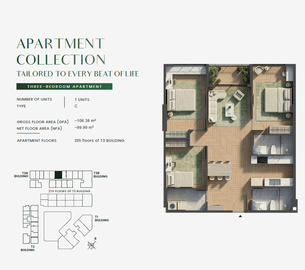 Green Skyline THREE BEDROOM Type 3BR-C Floor Plan