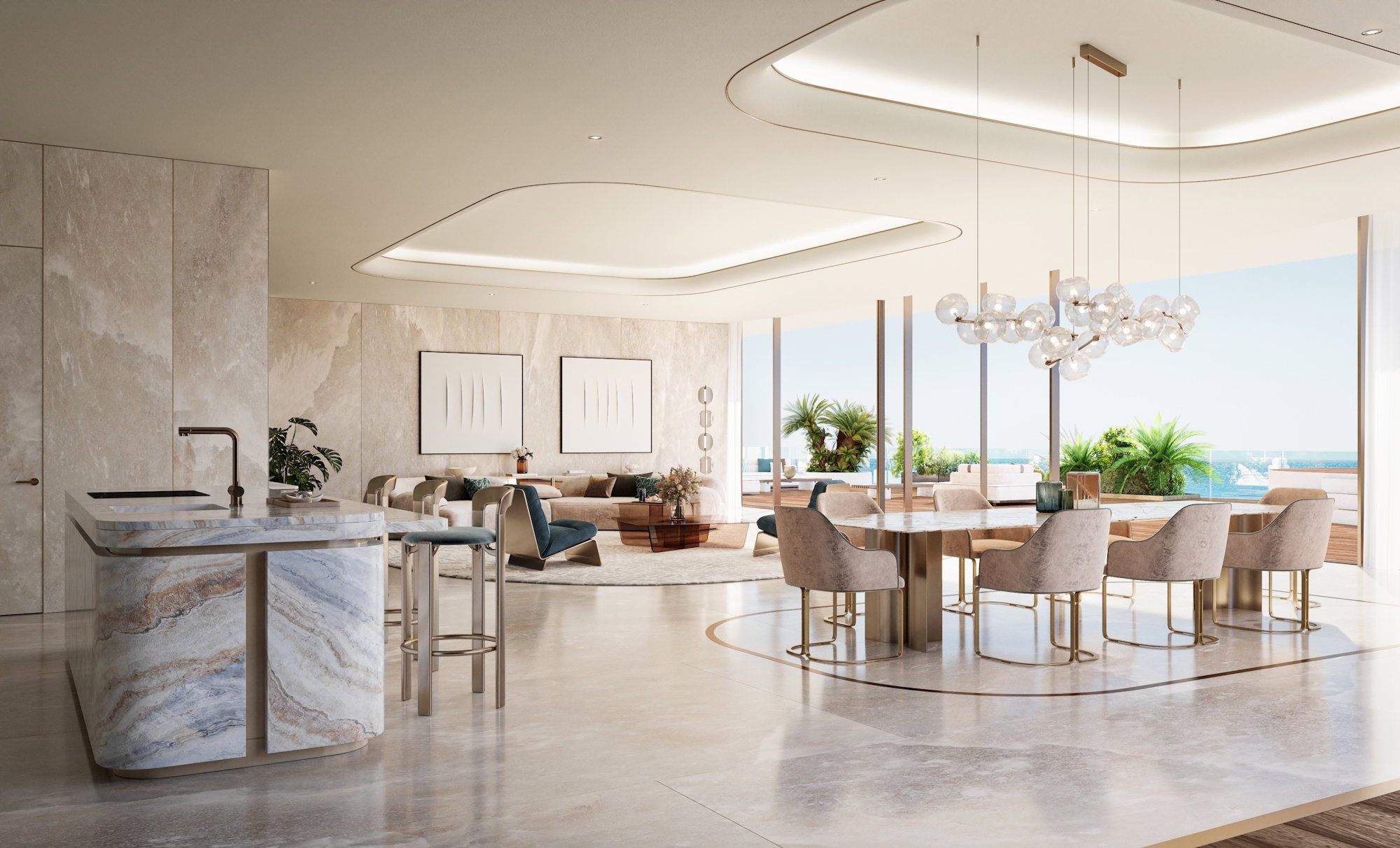 Jacob Co Beachfront Living By Ohana penthouse interior kitchen and dining