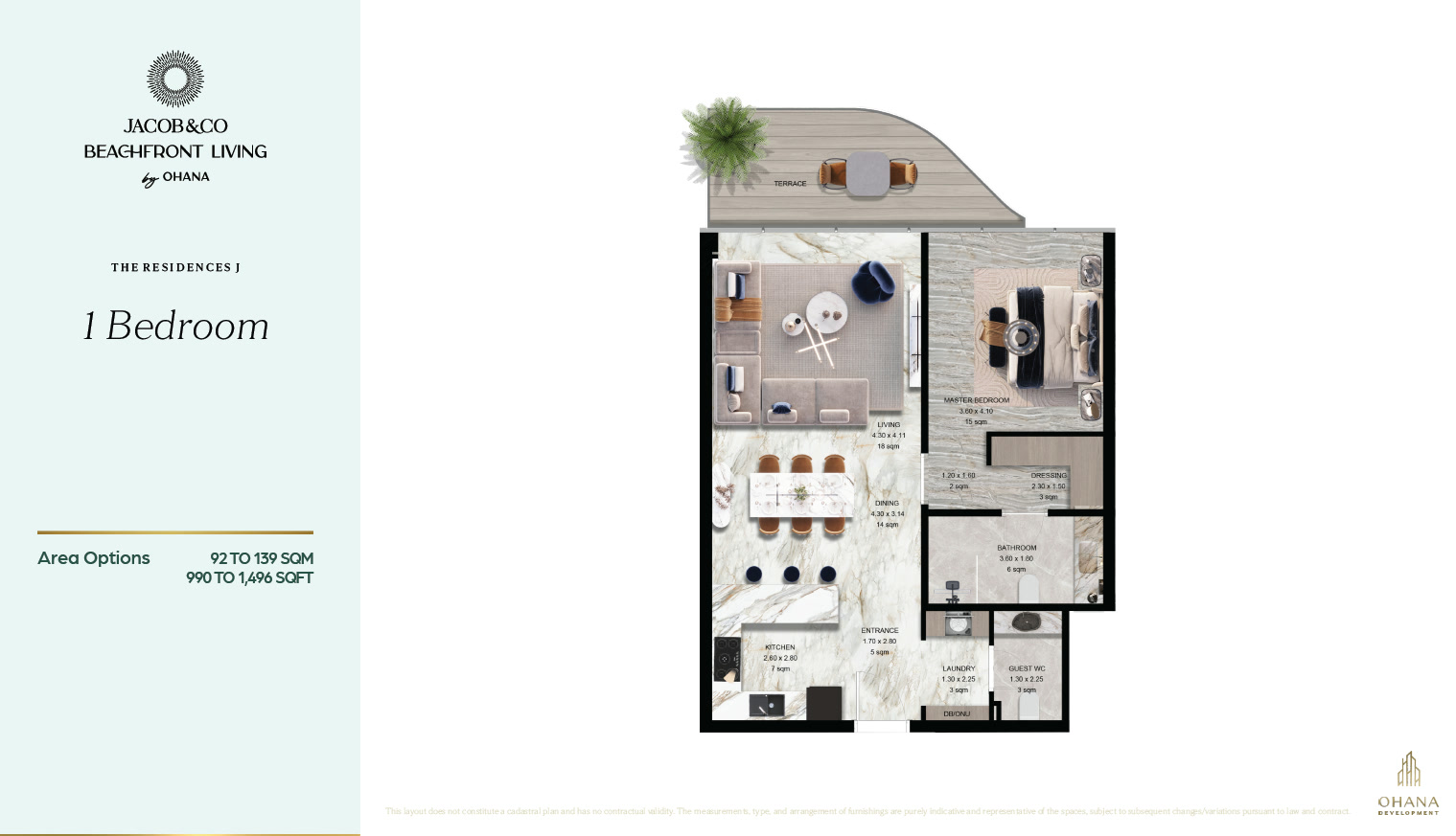 1BR Type J1 Floor Plan