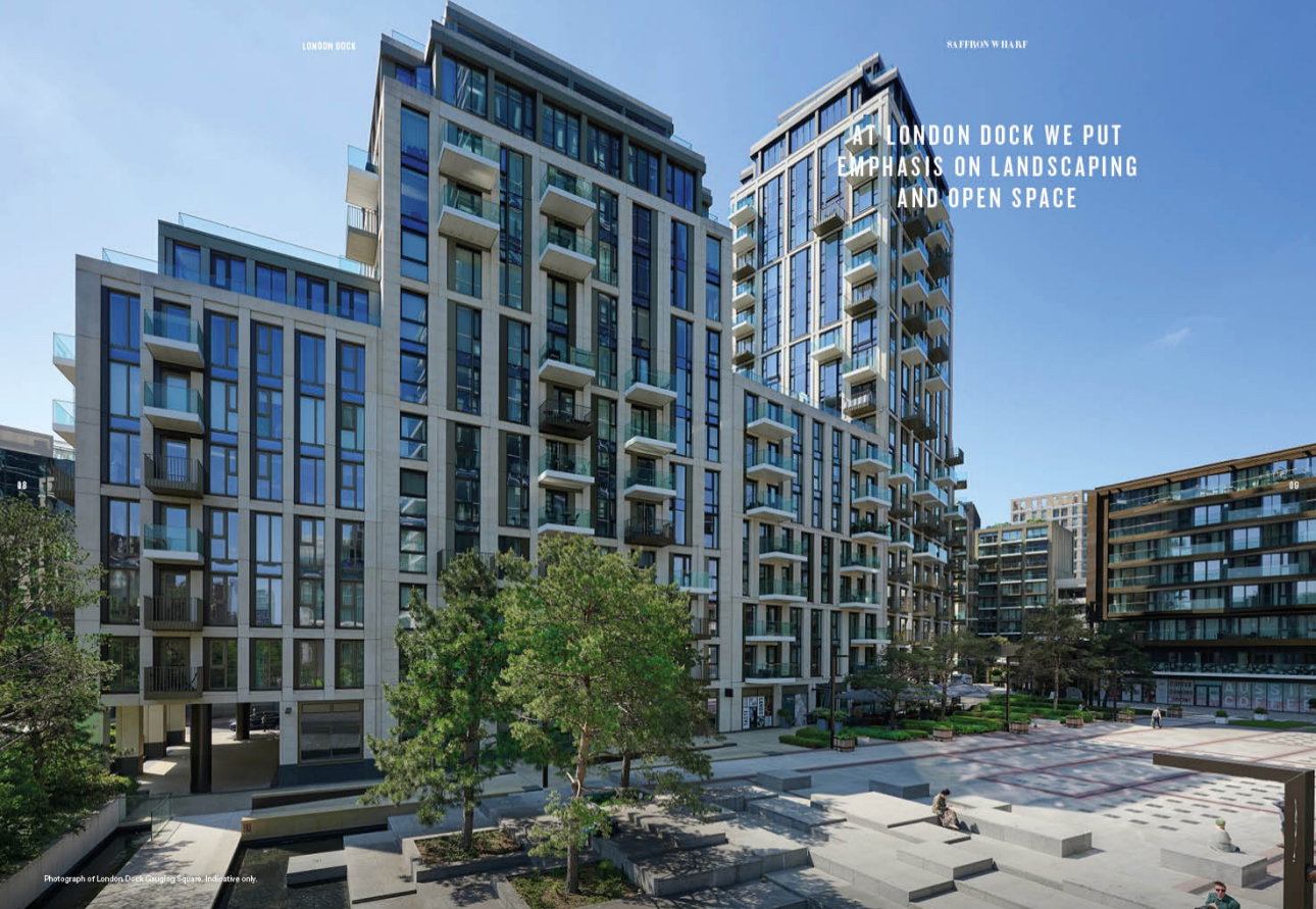 Modern apartment buildings and open space