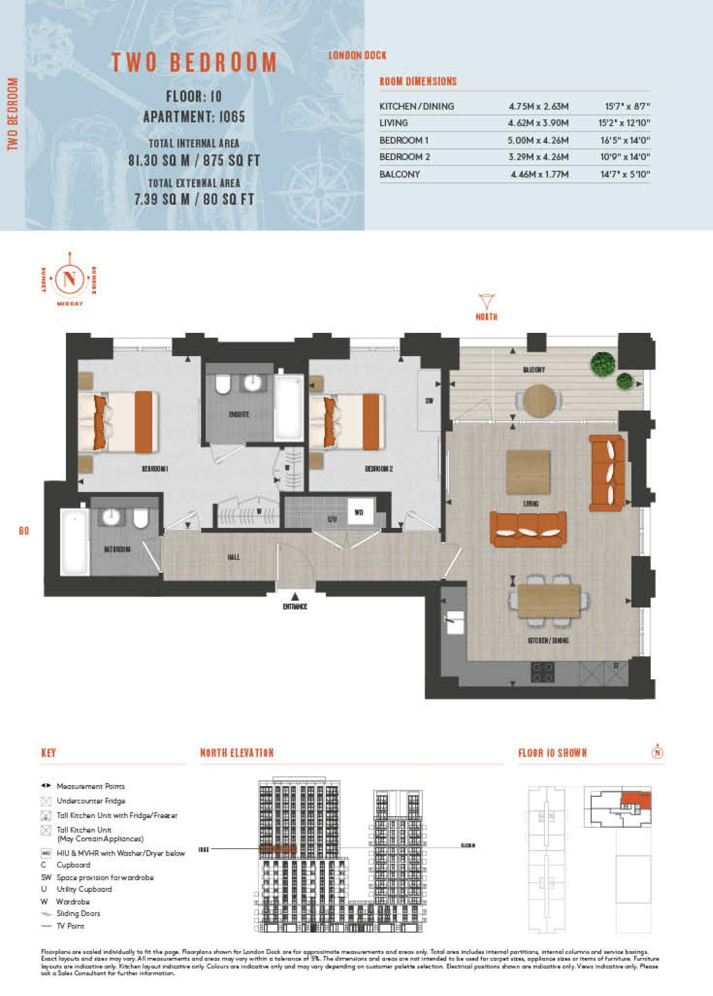 2 Bedroom Type 1065 Floor Plan