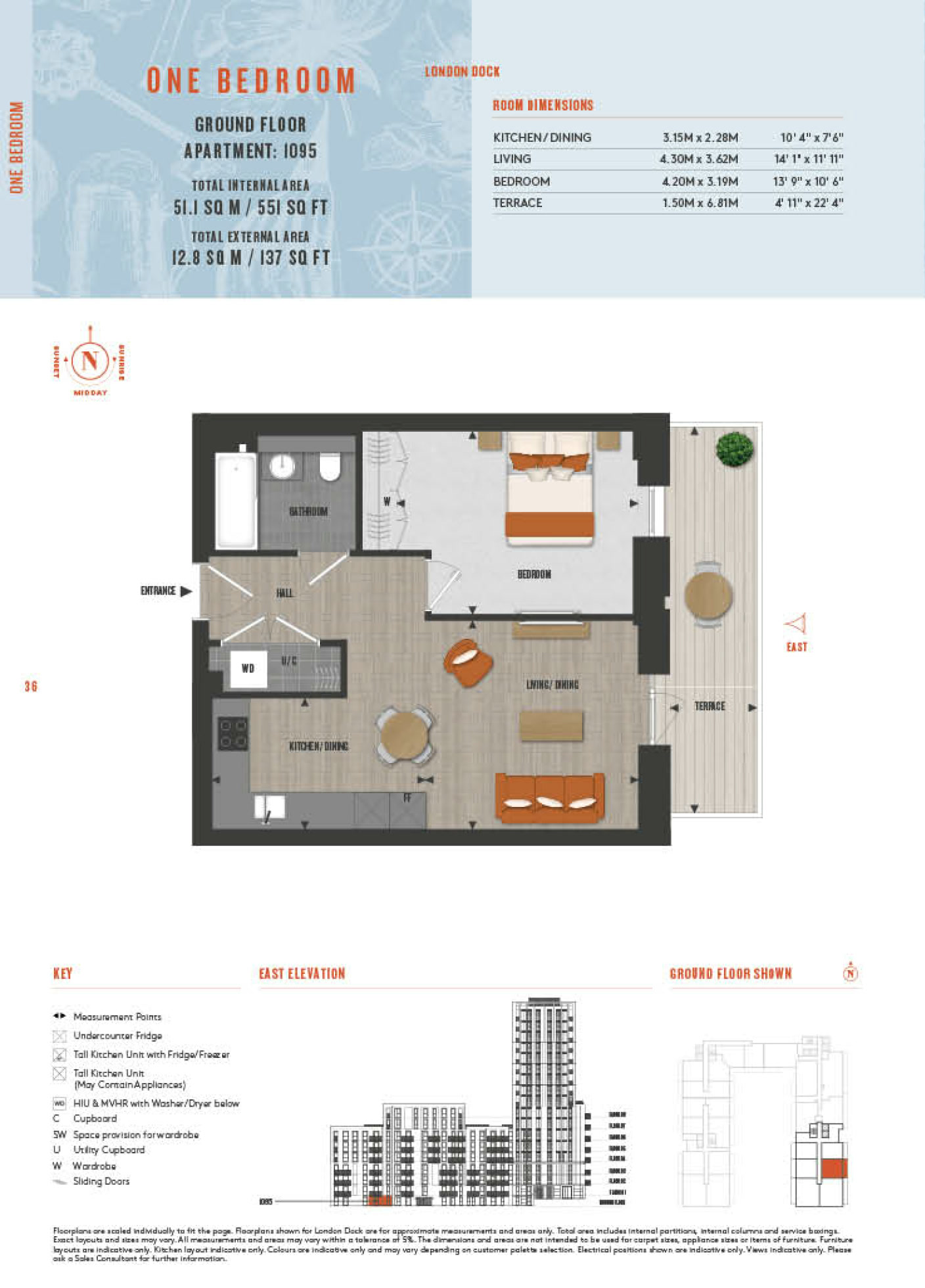 1 Bedroom Type 1095 Floor Plan
