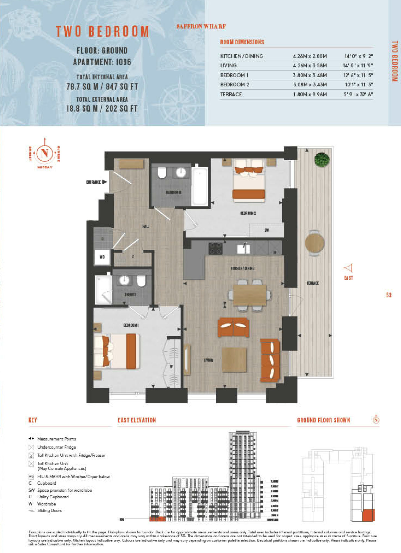 2 Bedroom Type 1096 Floor Plan