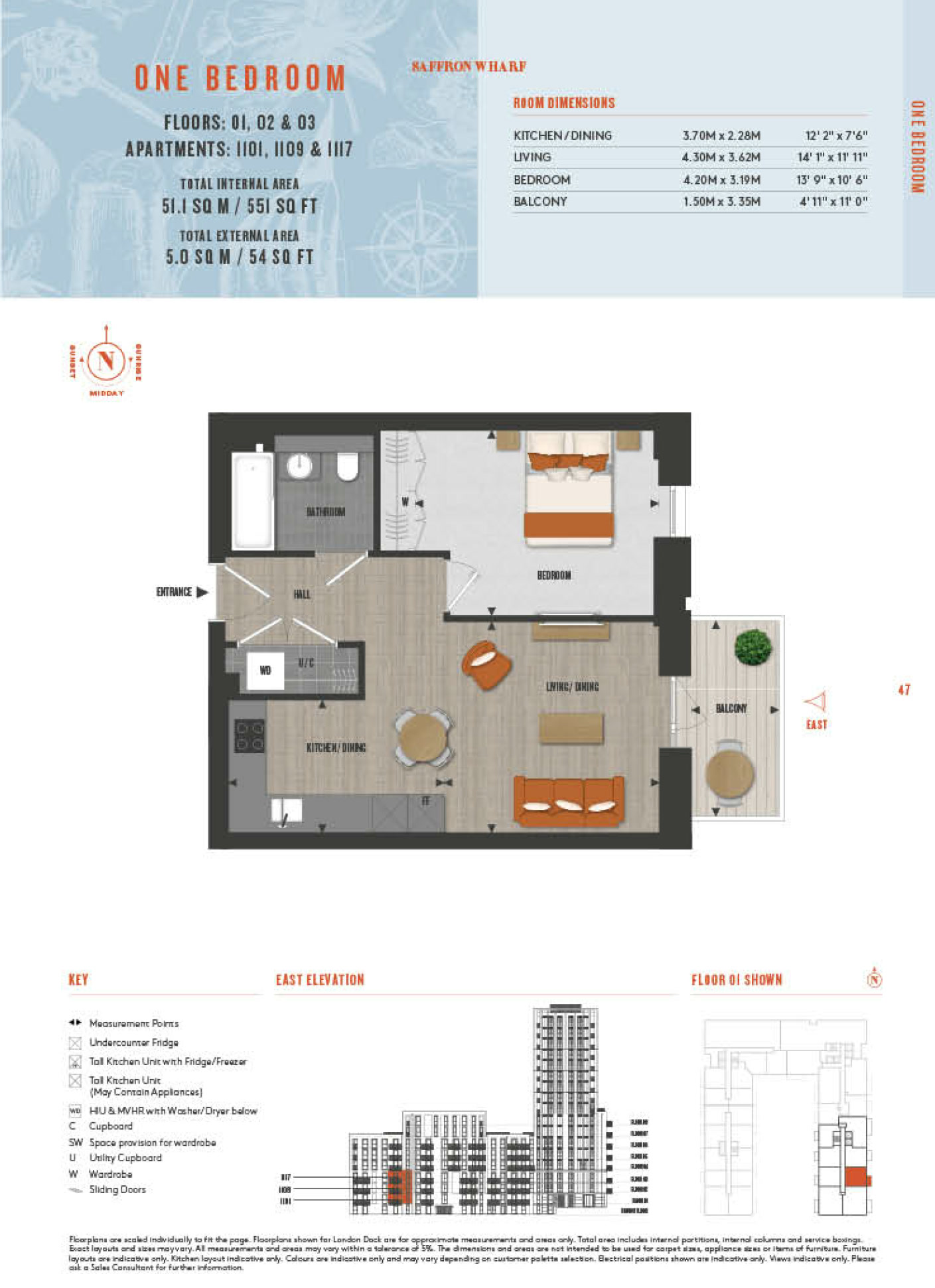 1 Bedroom Type 1101 Floor Plan