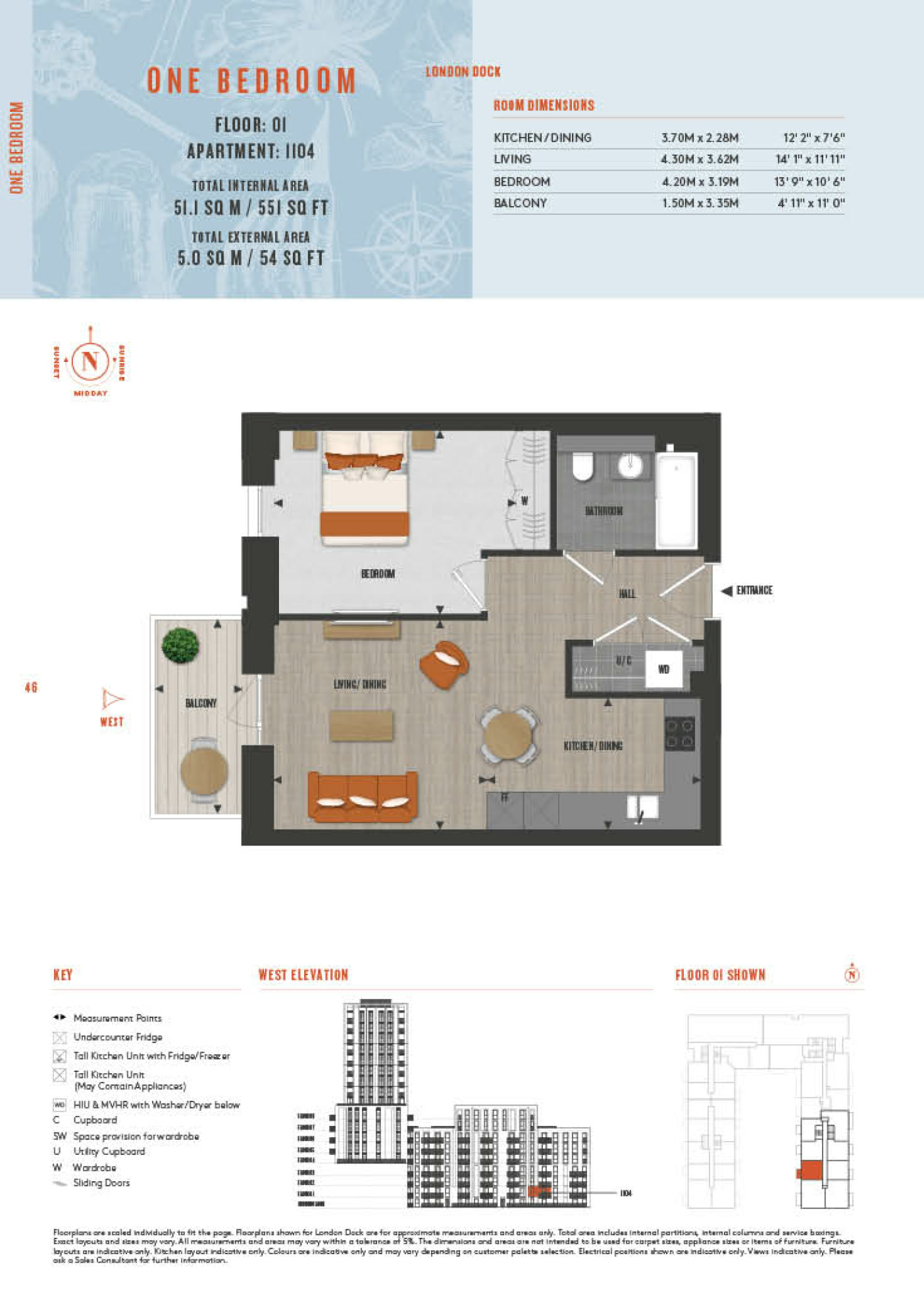 1 Bedroom Type 1104 Floor Plan