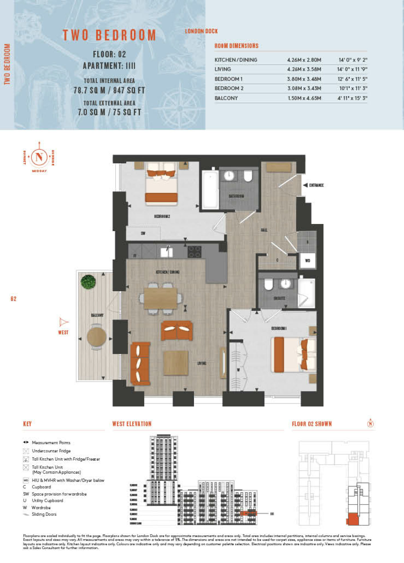 2 Bedroom Type 1111 Floor Plan