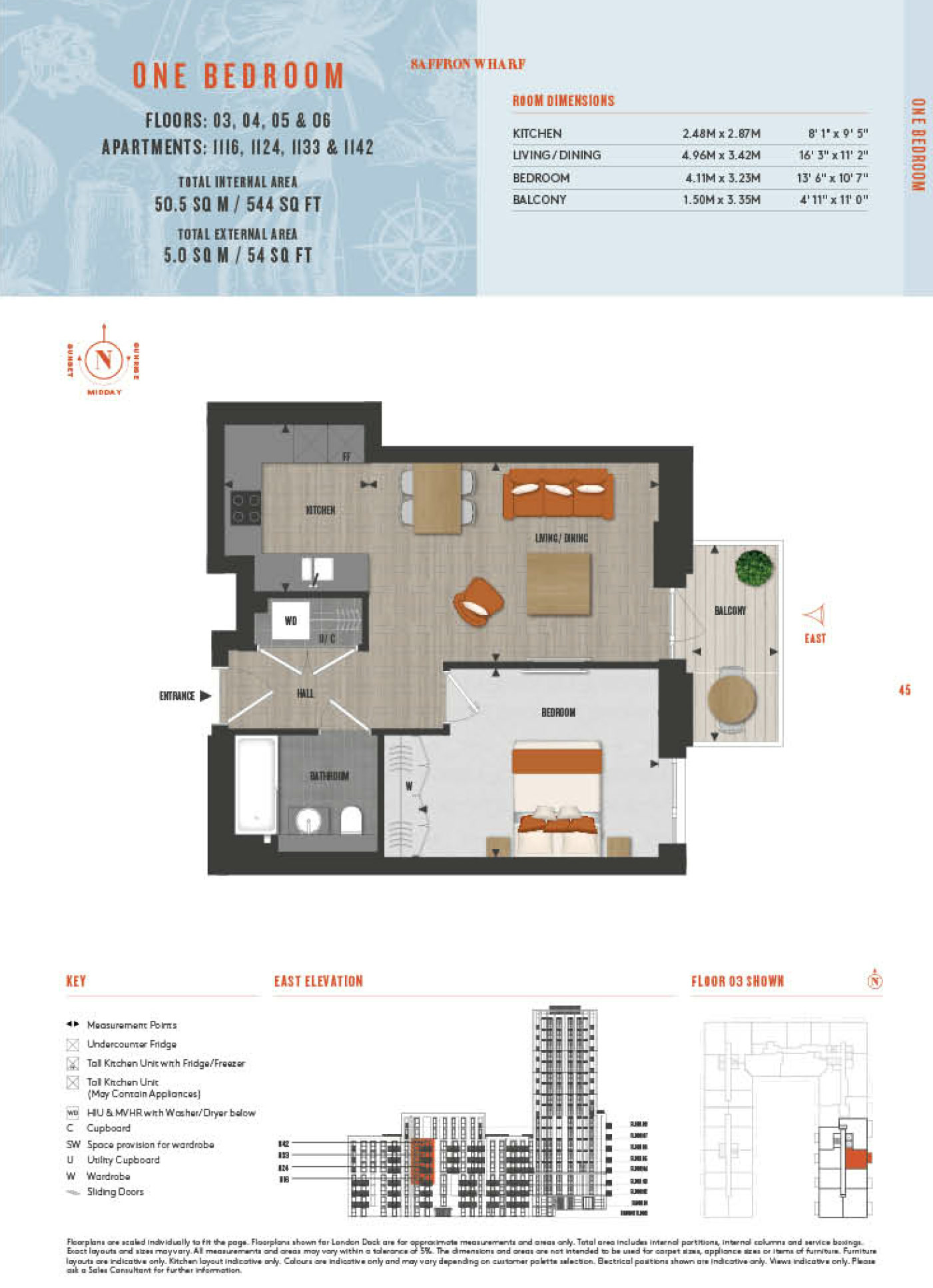 1 Bedroom Type 1116 Floor Plan