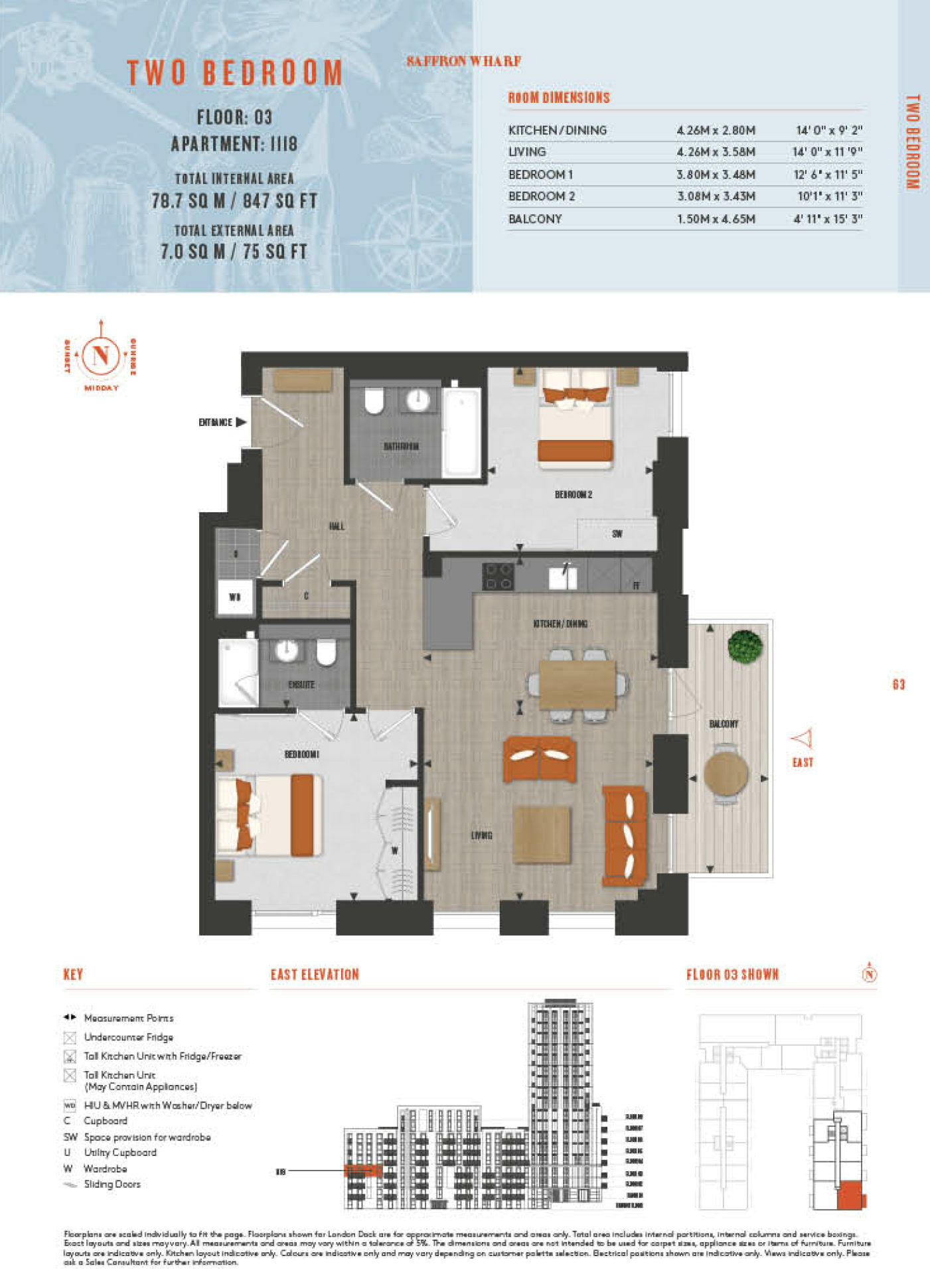 2 Bedroom Type 1118 Floor Plan