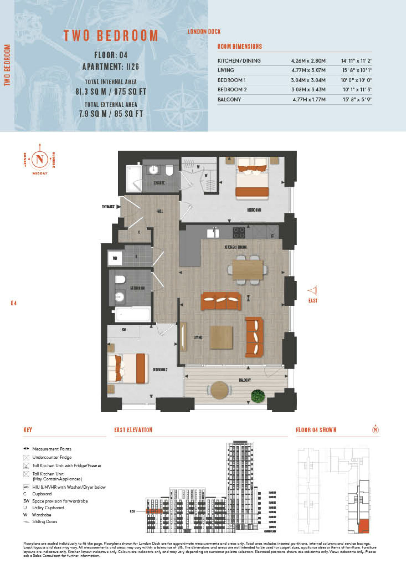 2 Bedroom Type 1126 Floor Plan