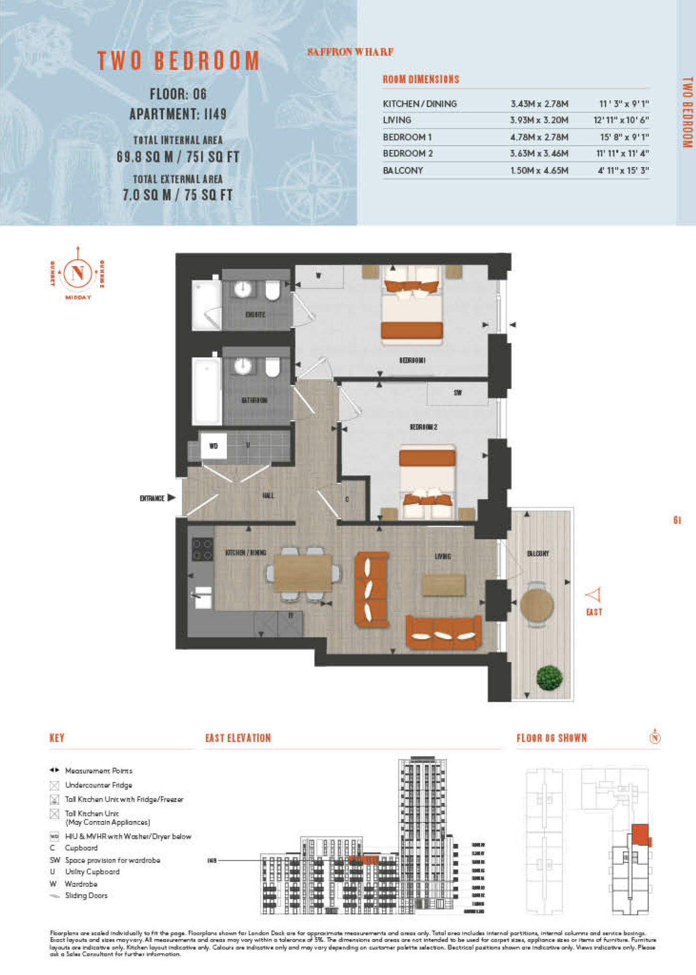 2 Bedroom Type 1149 Floor Plan