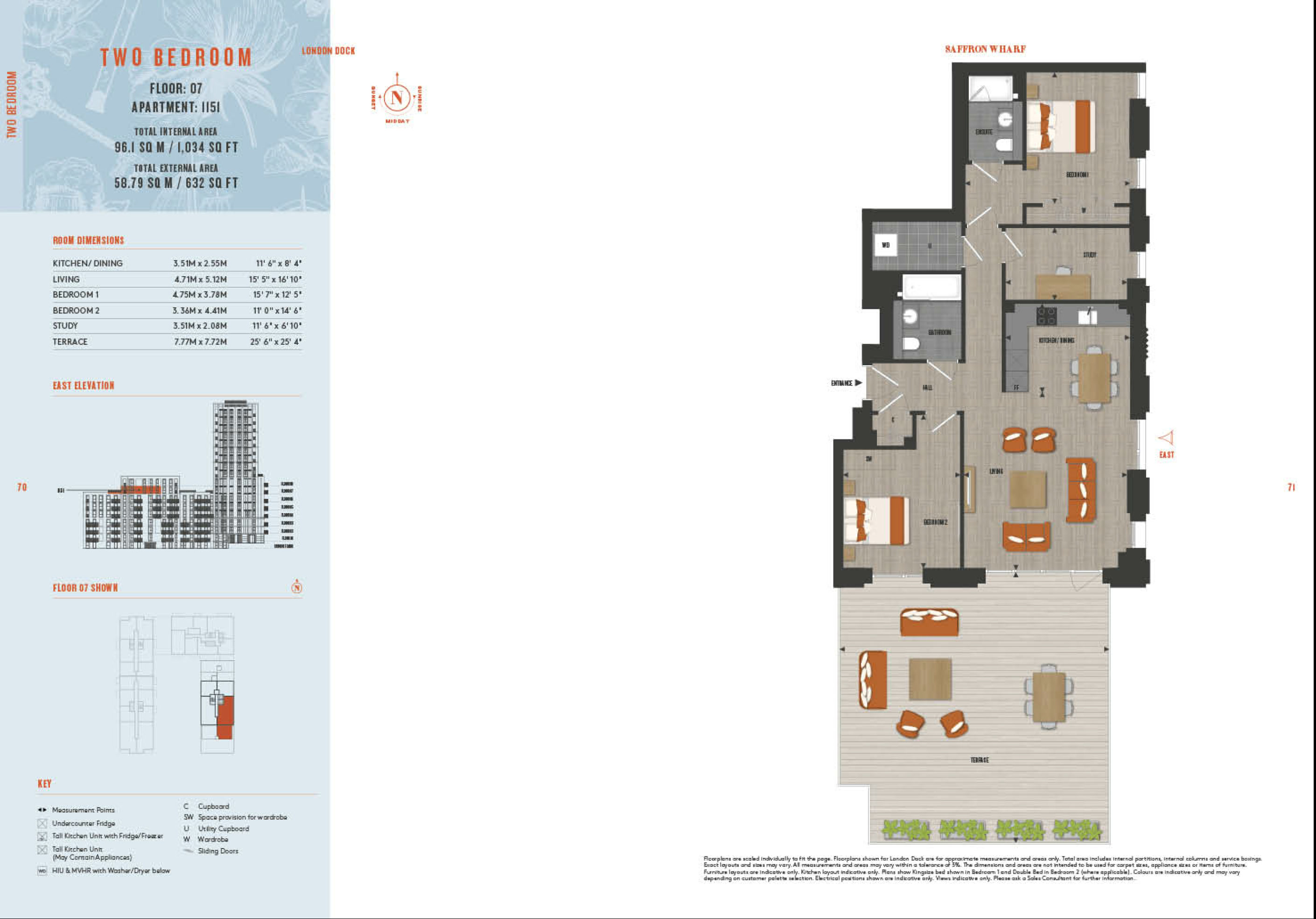 2 Bedroom Type 1151 Floor Plan