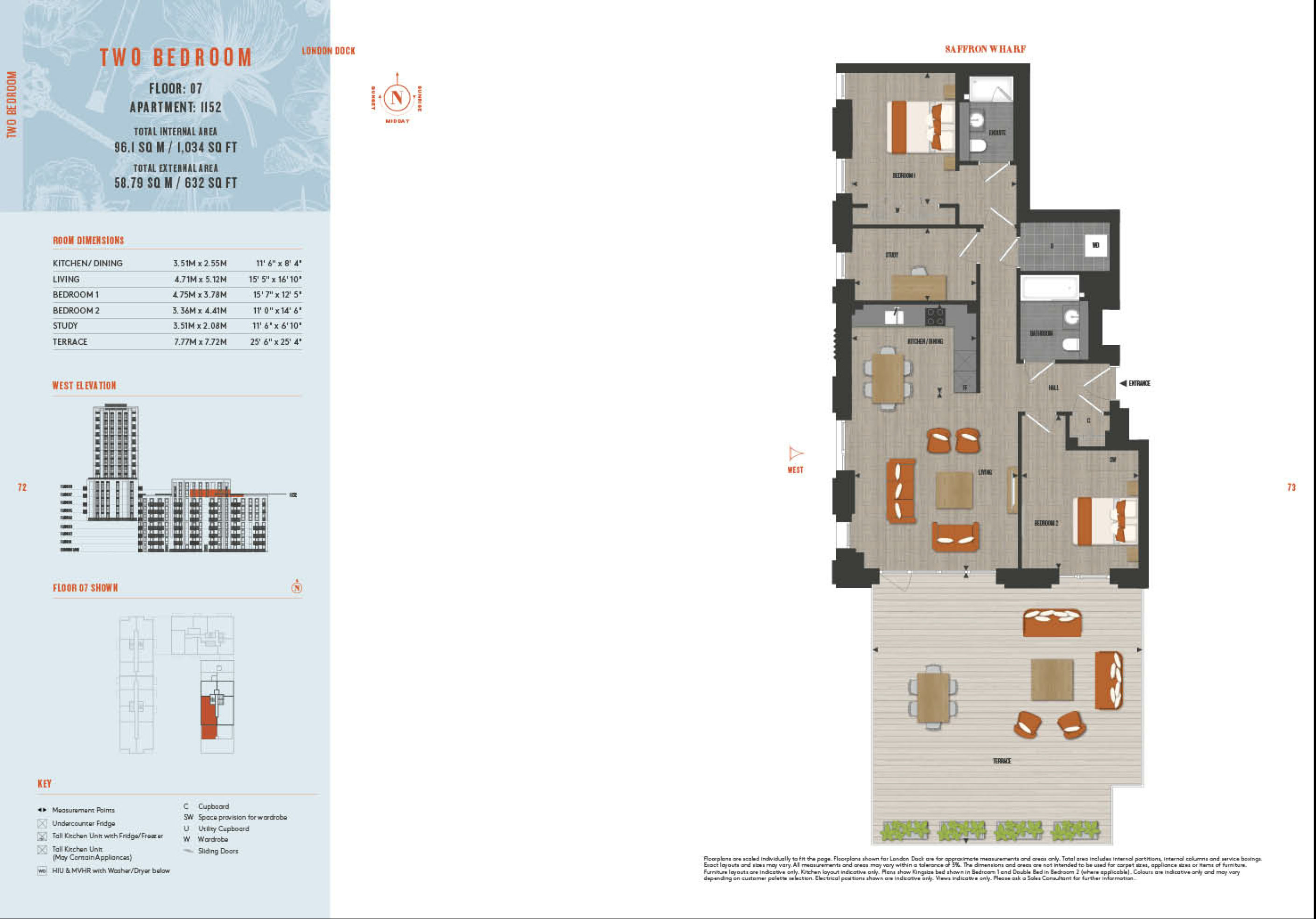 2 Bedroom Type 1152 Floor Plan
