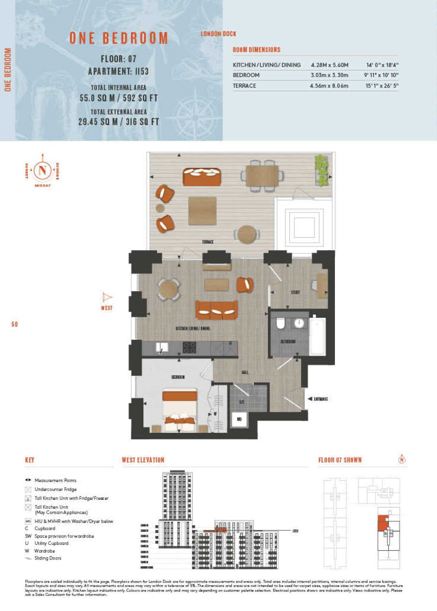 1 Bedroom Type 1153 Floor Plan