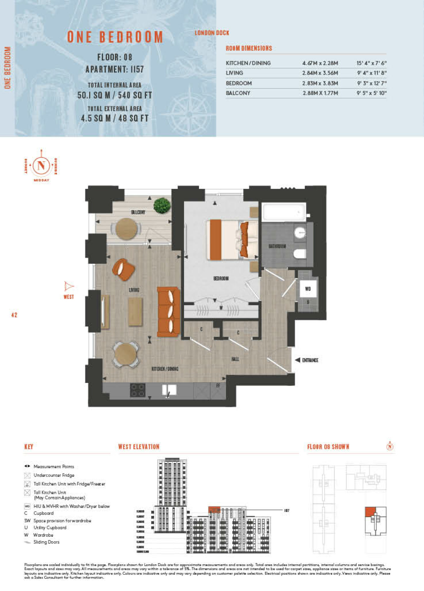 1 Bedroom Type 1157 Floor Plan